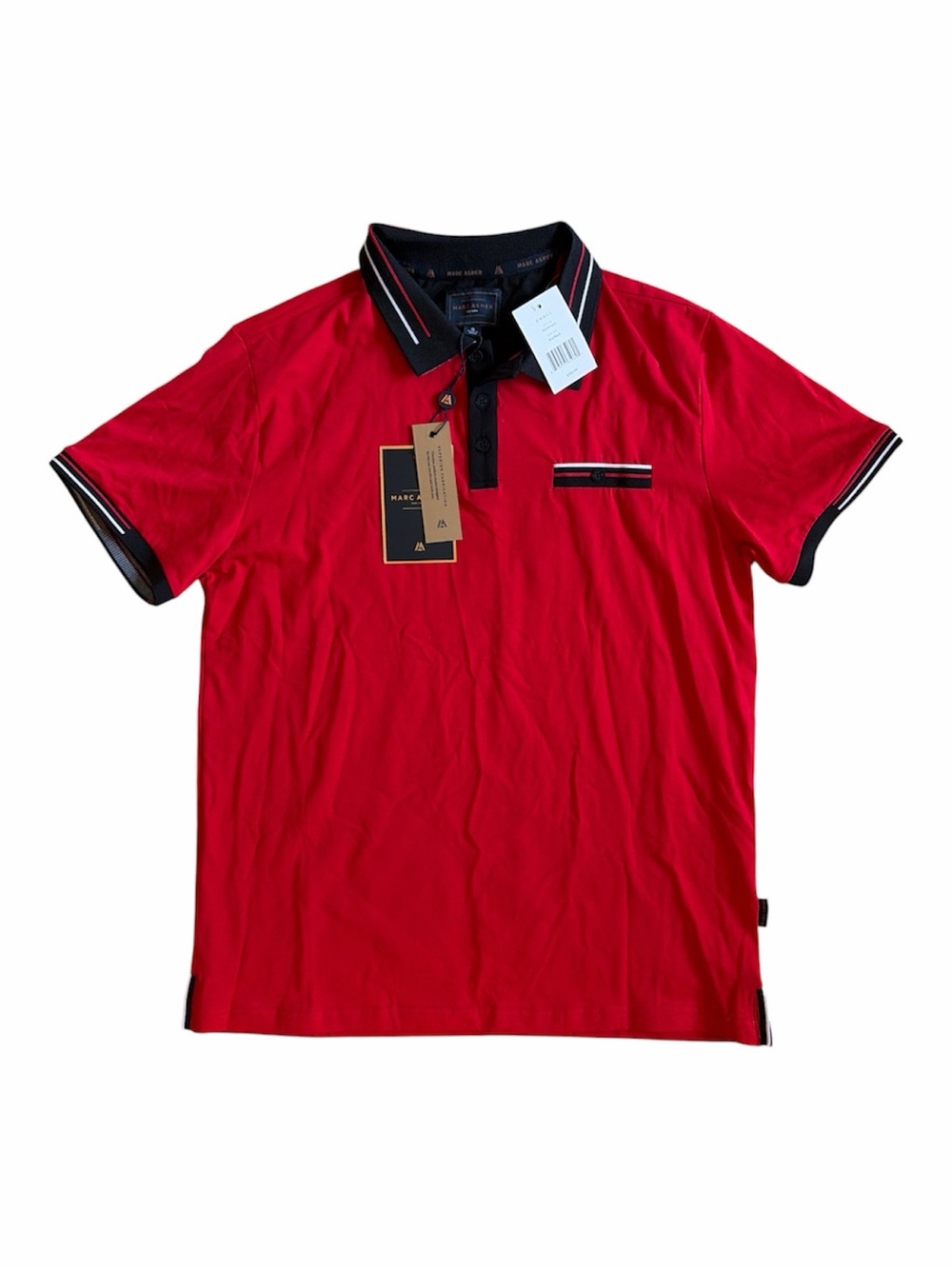 Marc Asher Men's Red Polo with Black Contrast Collar